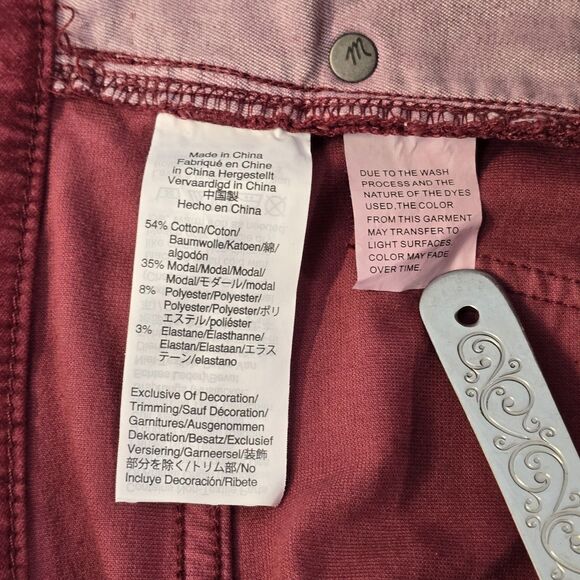 Madewell 10” High Rise Skinny Jeans Womens Red/Burgundy Velvet Size 26 (27 X 27) - Picture 12 of 15